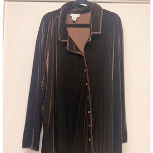 Women's AVENUE Brown Velvet Tunic/dress Top Plus Size 3X